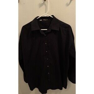 J. McLaughlin Women’s Black Cotton Button-Up Dress Shirt Long Sleeve Office XL